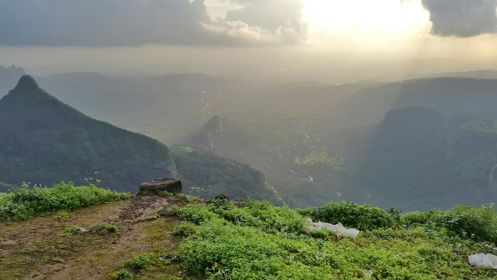 an overview of the sahyadri hills as seen from a mountain in Lonavala 