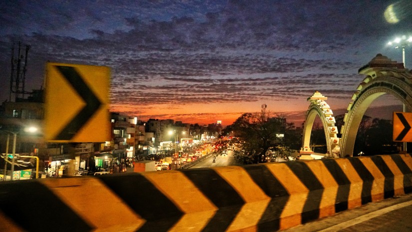 Night view of Chennai road at night