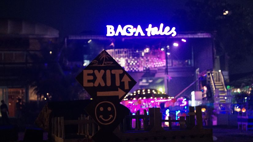 Neon lights shining on Baga Beach