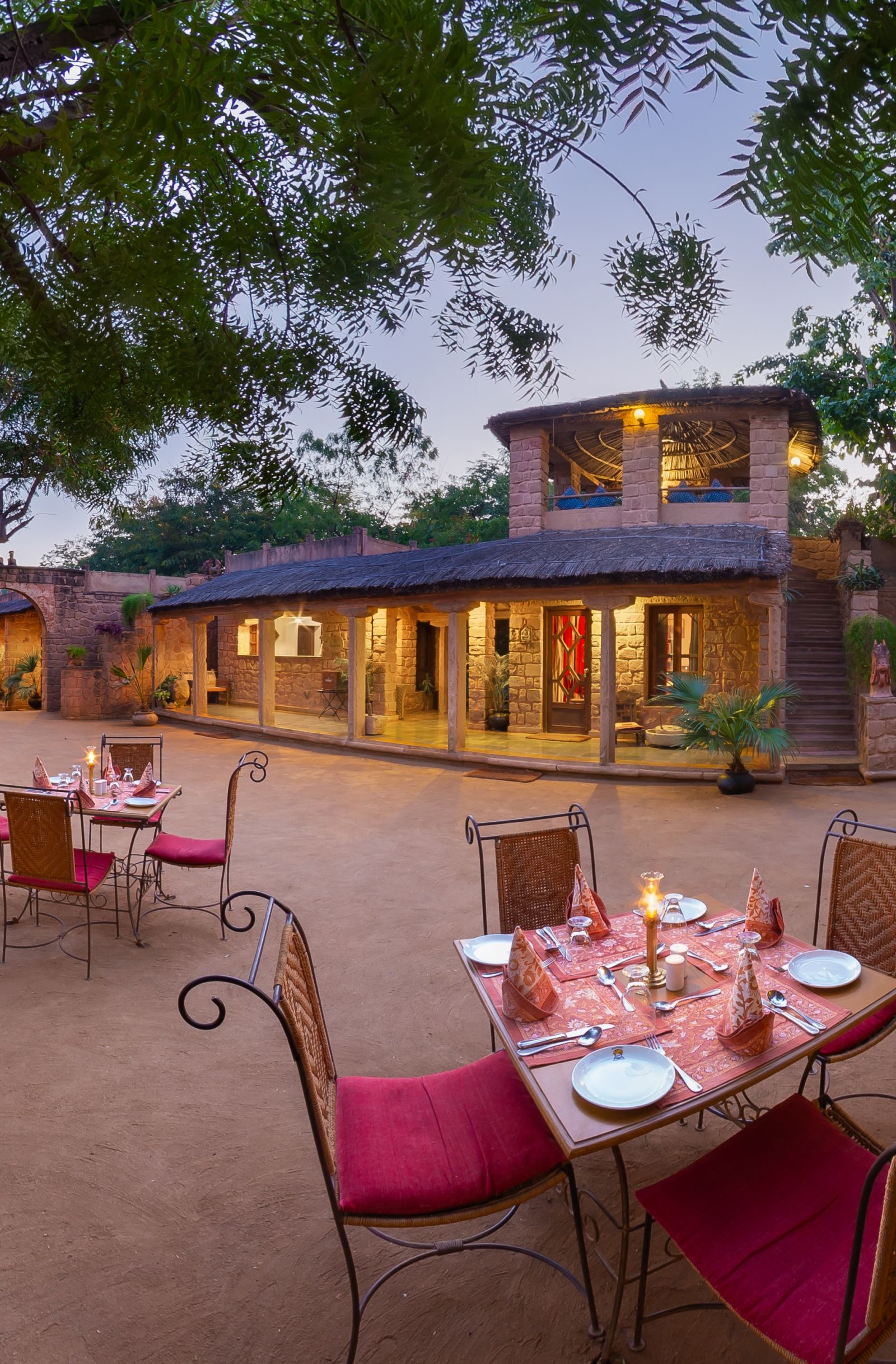 Outdoor dining arrangement at Manvar Resort and Desert Camp