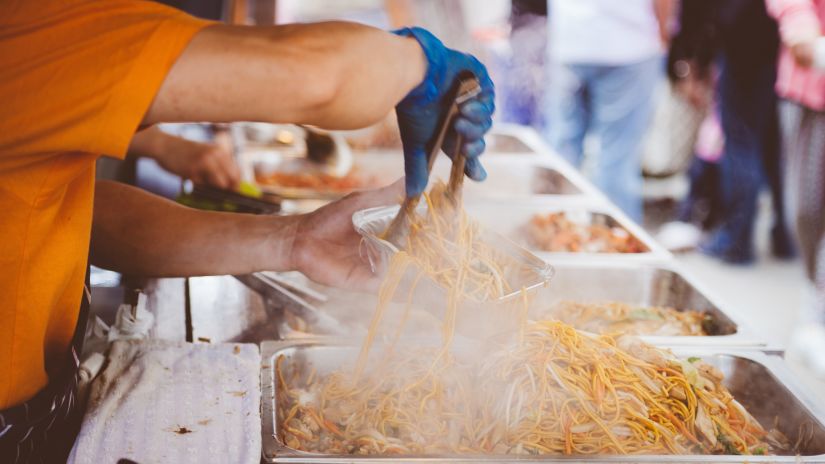 a man serving food