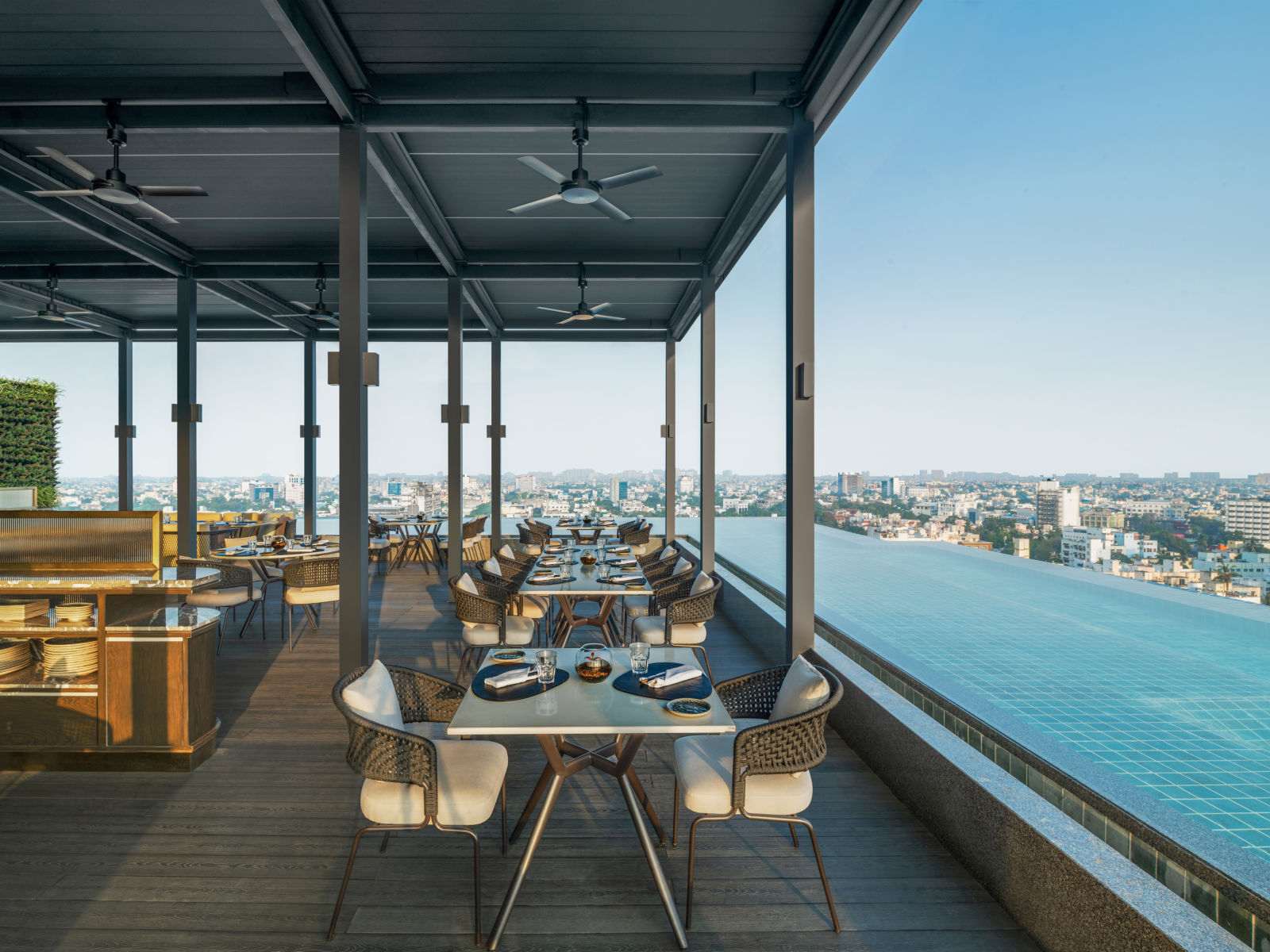 Sky view and infinity pool at the Residency Towers Chennai