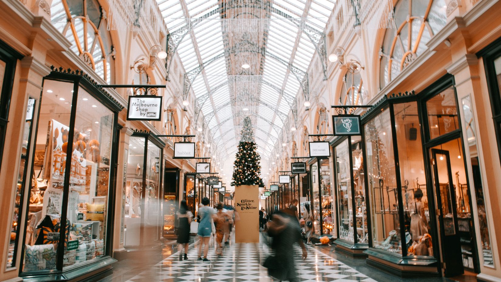 People walking through a mall