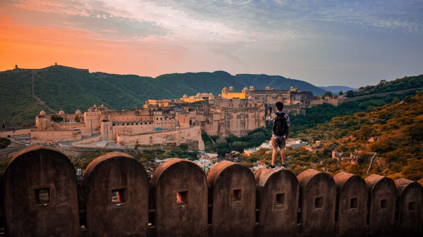 A traveller exploring the forts of Rajasthan