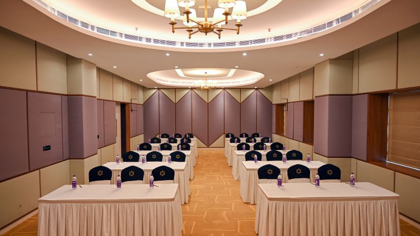 the sitting area at the honeycomb banquet hall in Calicut