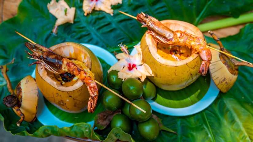 Culinary delights of Havelock  served on coconuts