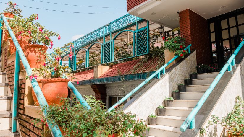 Exterior view of our hotel in Mussourie