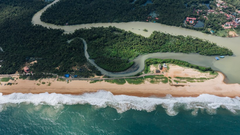 aerial view of an estuary