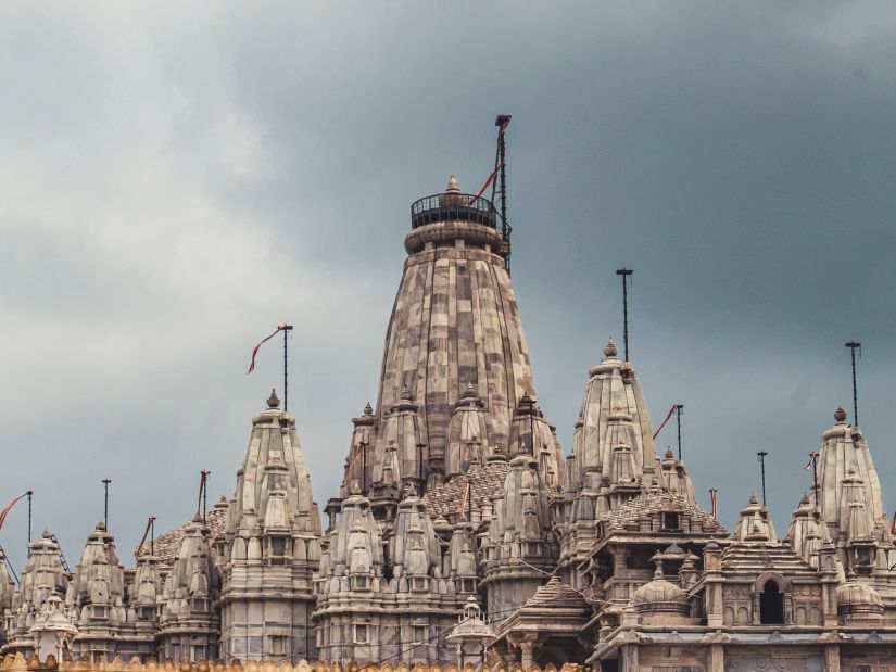 An intricately carved jain temple