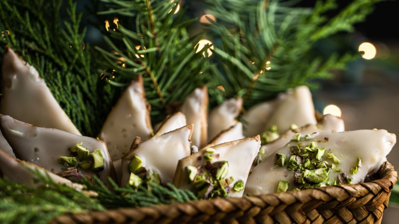 Chirstmas Cookies on Pine Tree Twigs