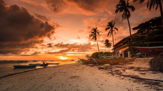 sun setting on the beach