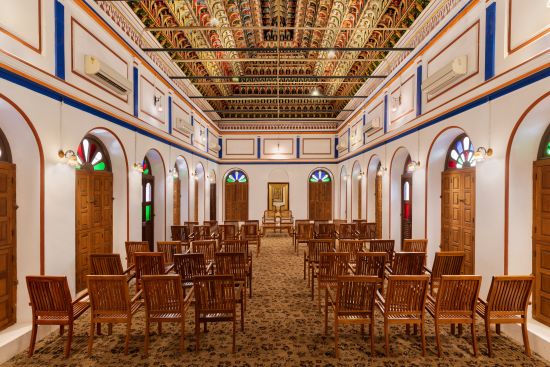 alt-text Seating arrangement in Darbar Hall at Chidambara Vilas