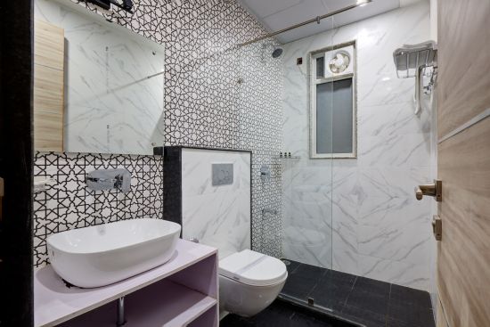 alt-text bathroom with modern amenities - The White Moon