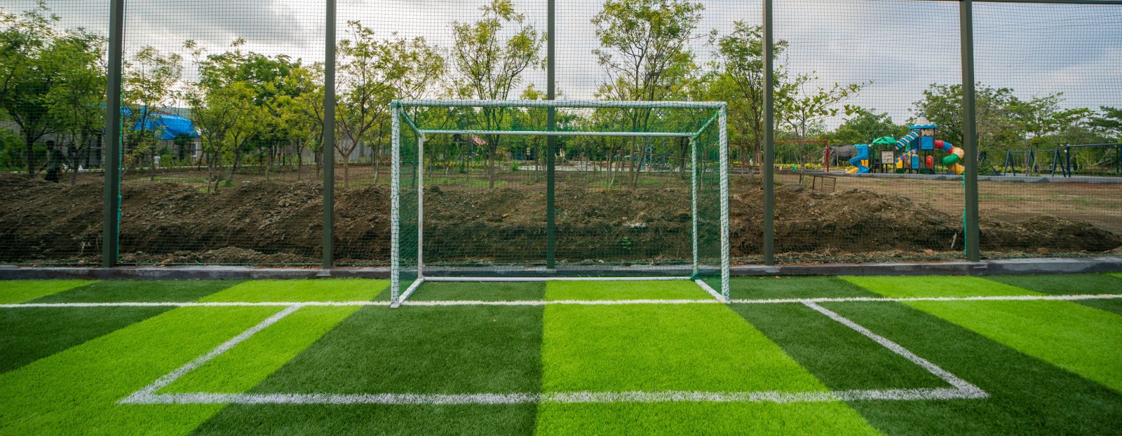 An image of a football turf with a goal post - Trance Veechika Resort, Vikarabad