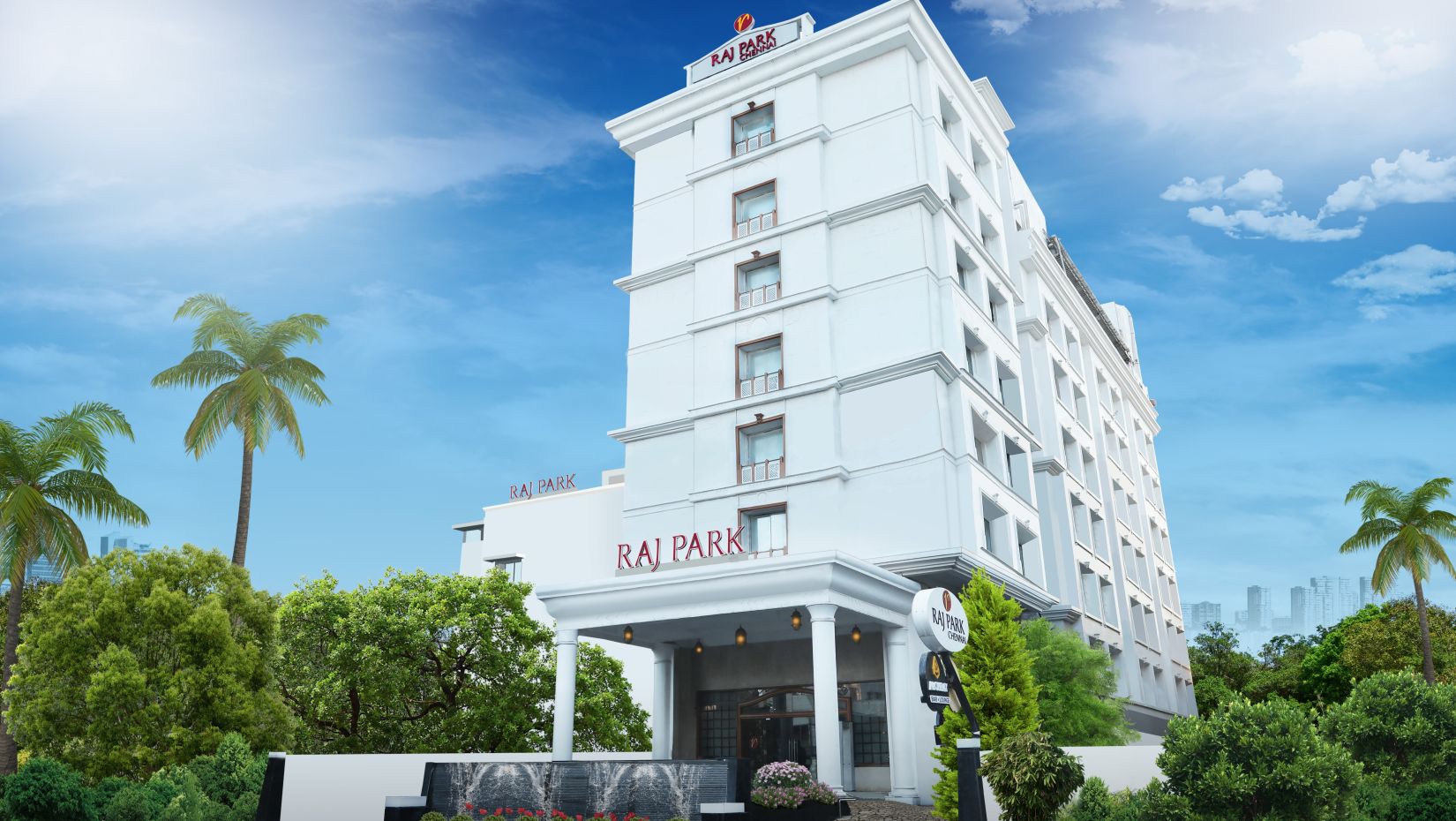 Facade view of The Raj Park  hotel in Chennai 