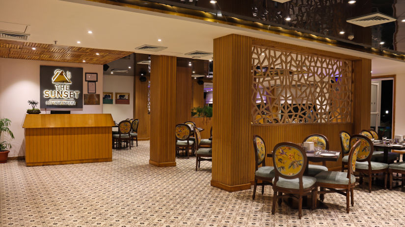 interior of The Sunset Restaurant at Rosetum Kasauli