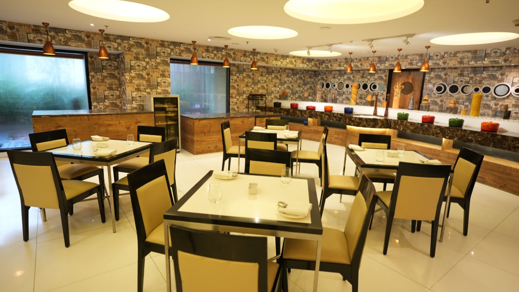 The interiors of our restaurant Rhythm - The Beatle Hotel, Powai