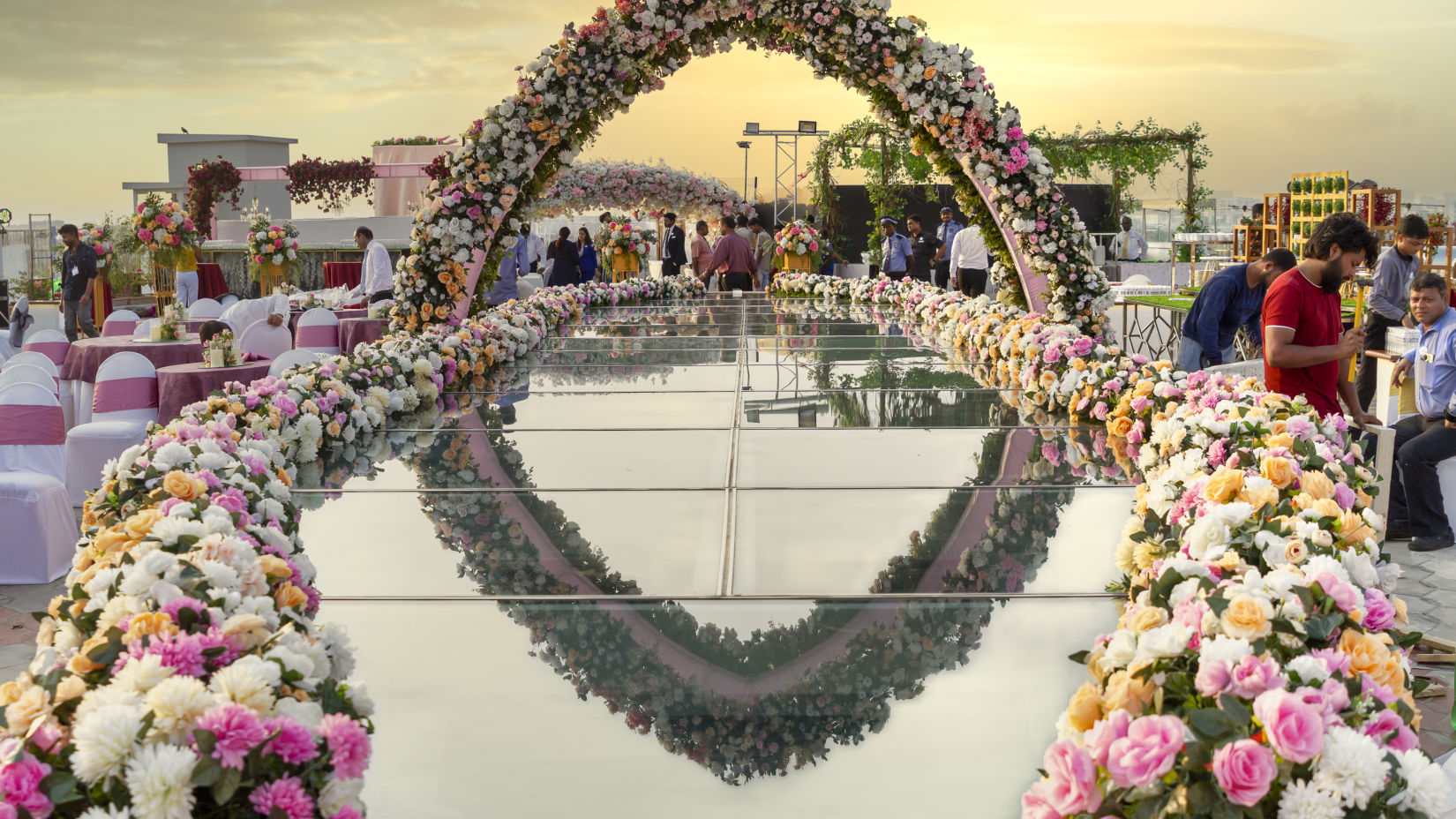 Beautiful floral decoration in the wedding venue at The Orchid Hotel Mumbai Vile Parle