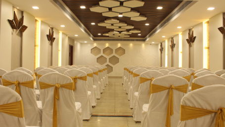 seating arrangements inside the Banquet hall in Chennai at Raj Park Hotel, Chennai