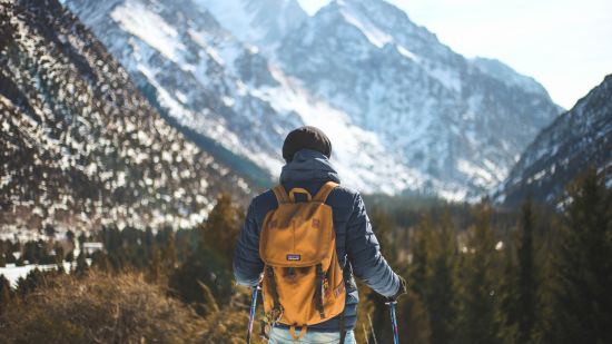 men-s-blue-leather-jacket-and-brown-backpack-868097