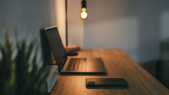 a workdesk with laptop