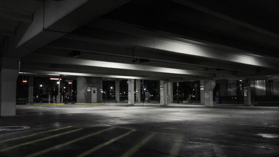 A large empty parking area