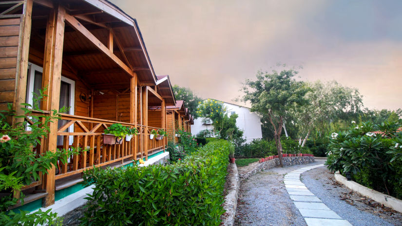 Cottages with pathway on the side