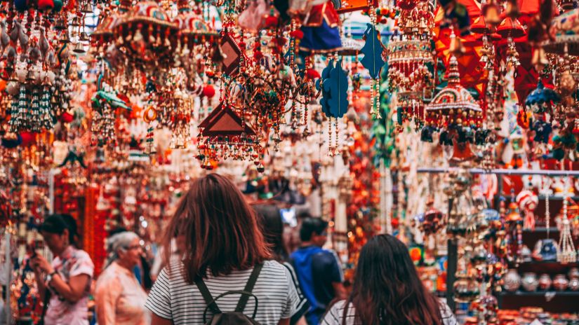 colourful items at goa shopping market