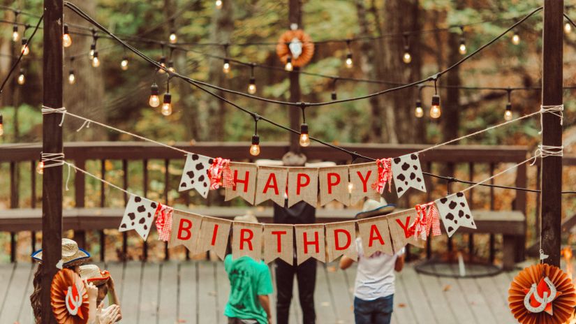 a birthday decoration hanging outdoors - Heritage Village Resort & Spa, Goa