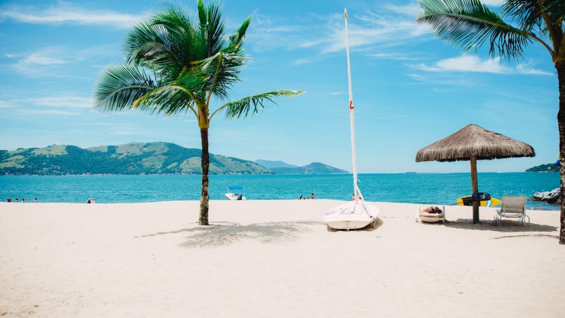 White sand beach with clear waters