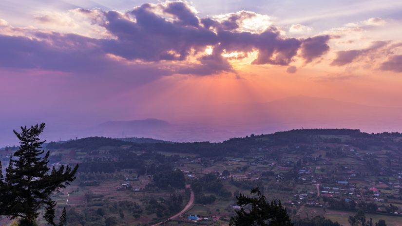 an early morning shot of sunrise from the view point.