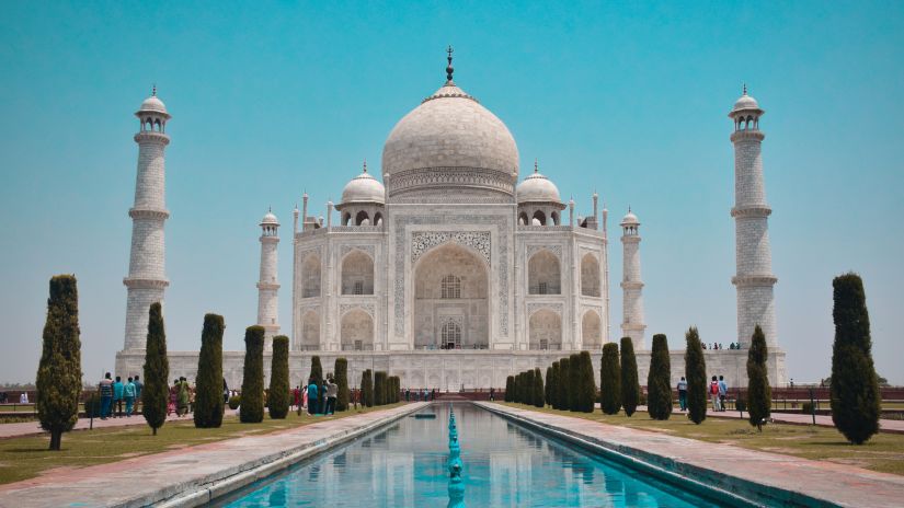 Taj Mahal and nearby gardens