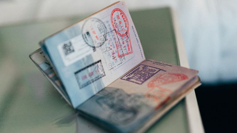 picture of a passport page with many stamps