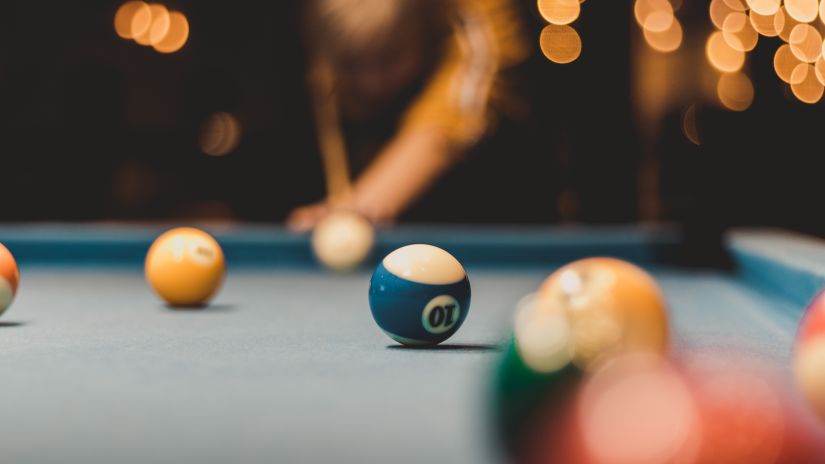 pool ball placed on a billiard table