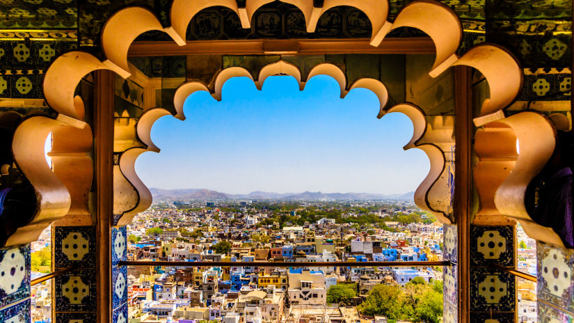 A beautiful shot of udaipur from the window of the city palace