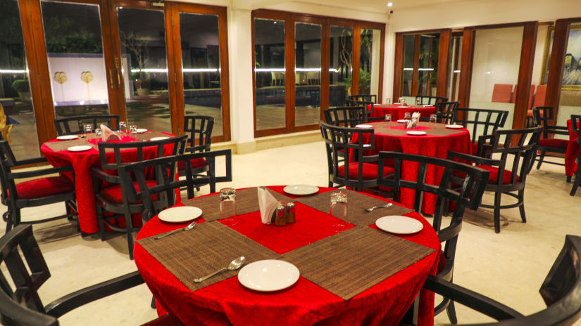 seating in the restaurant at White pearl suites by rosetum 