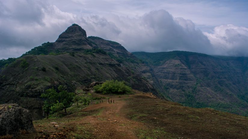 the summit of a hill