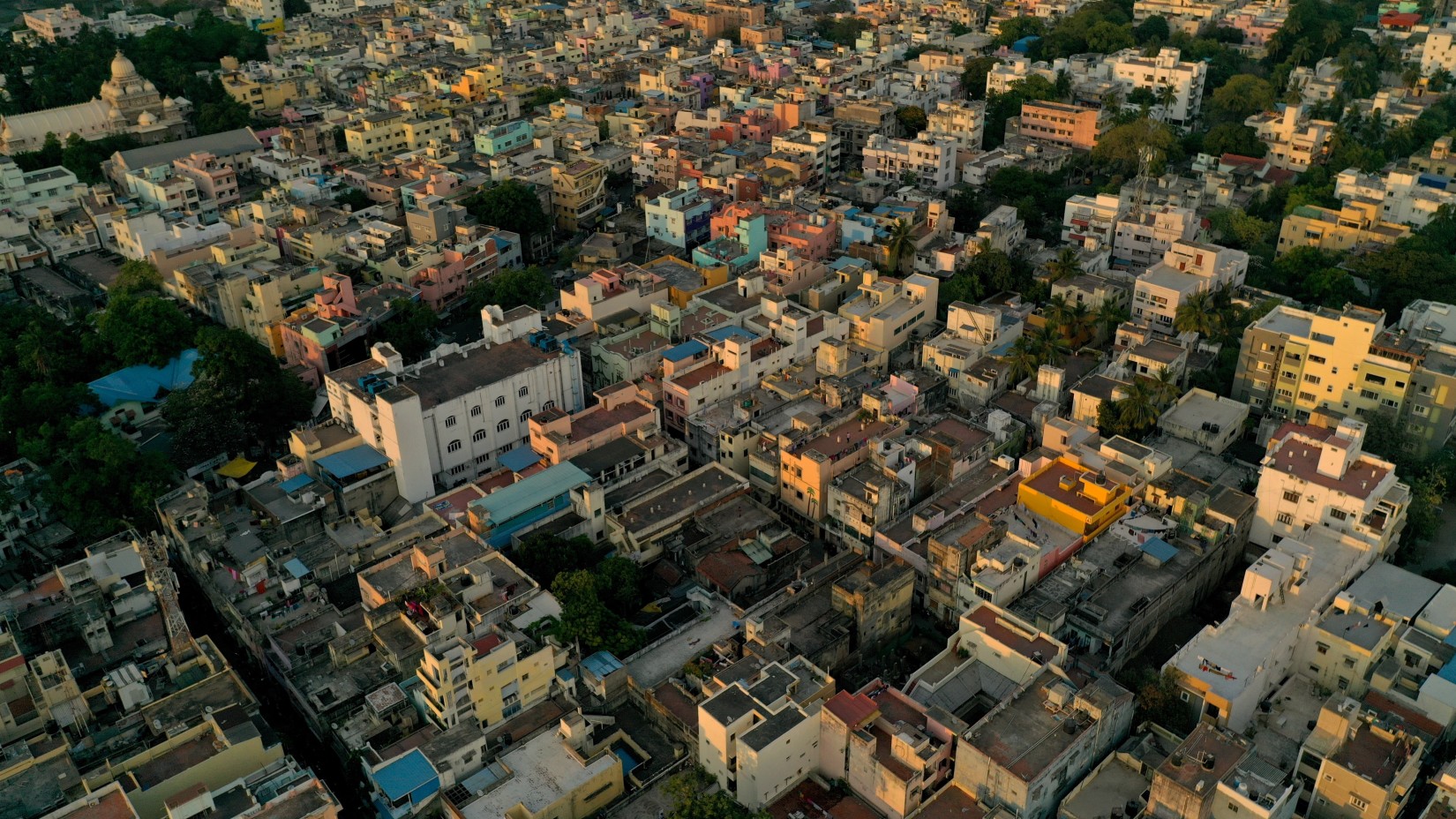 an Aerial view of the city of chennai with many different buildings in view