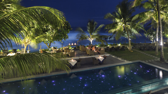 pool at OTP hotel in Galle at night