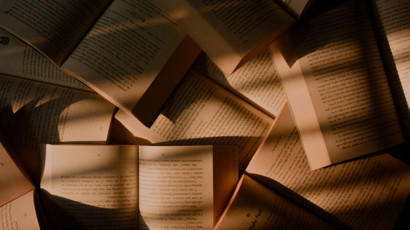 Books at a book exhibition