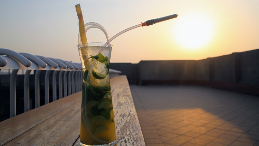 A lime and mint drink on the table at Hablis Hotel, Chennai