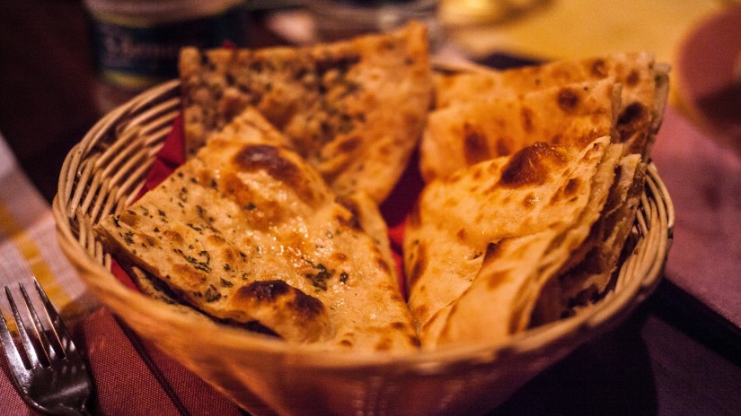 A plate of bread served at a restaurant in Gujarat 