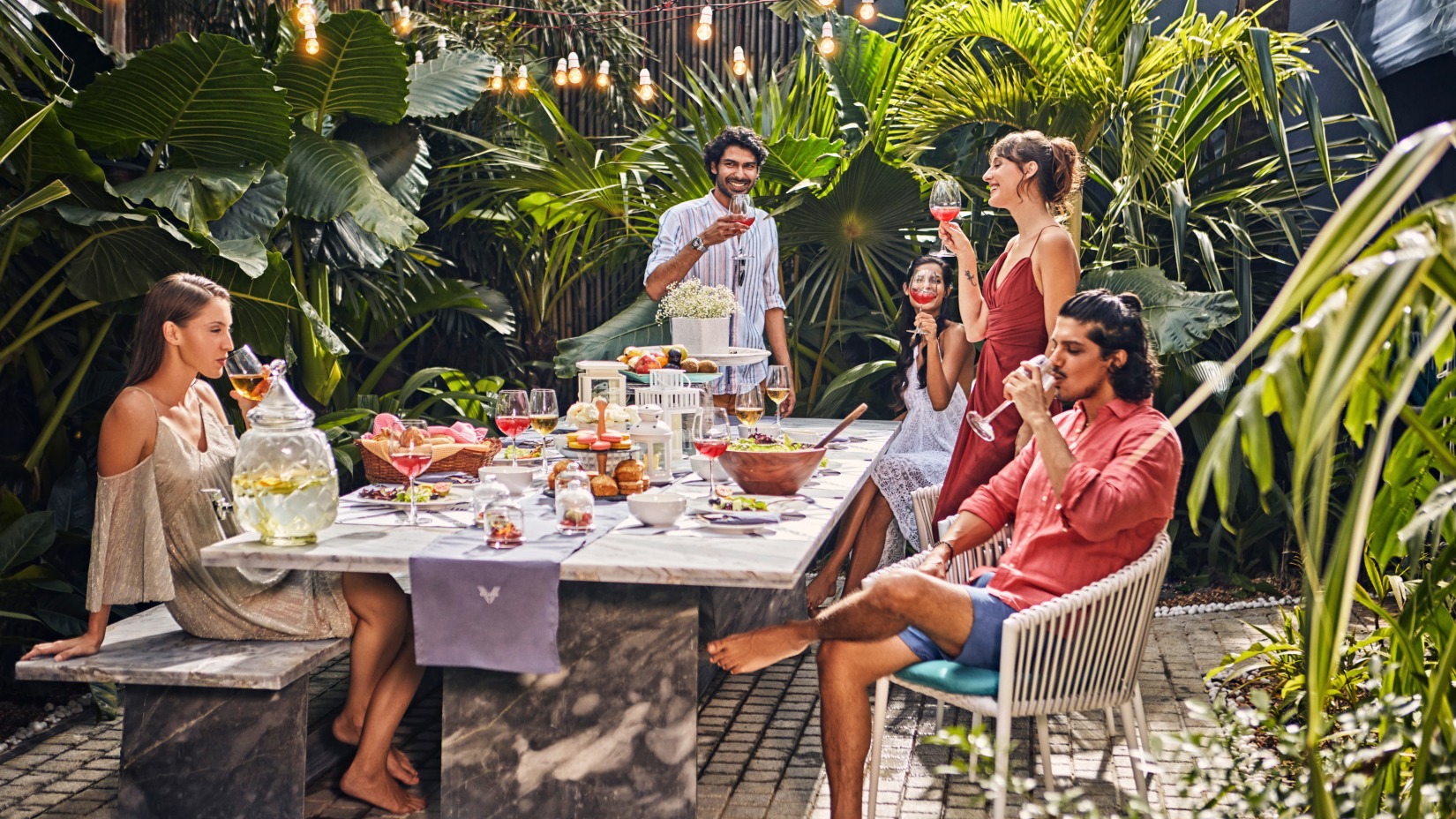 People having food in an open setting