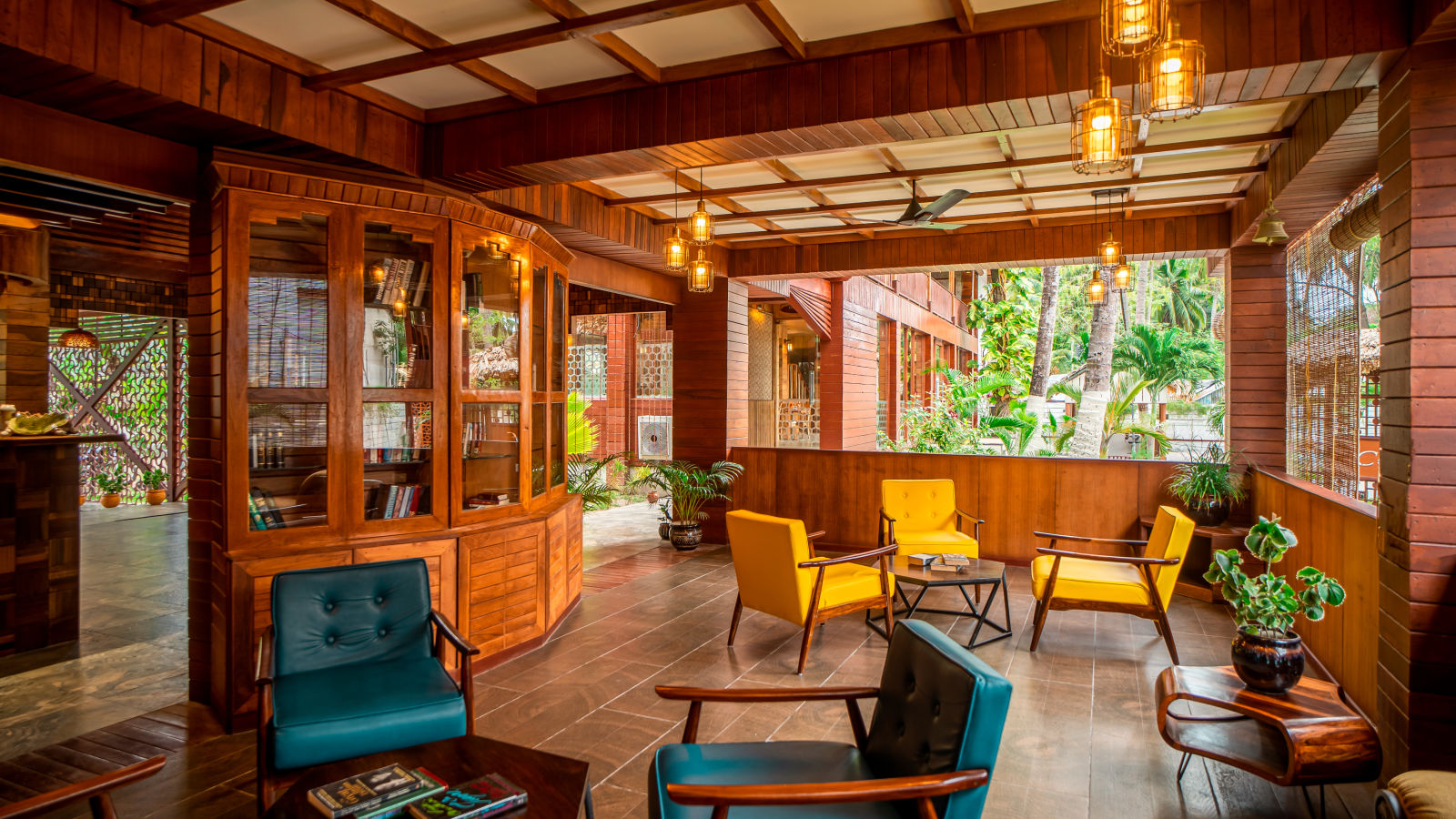 Open dining area with wooden accents at Coral Reef Hotel & Resort