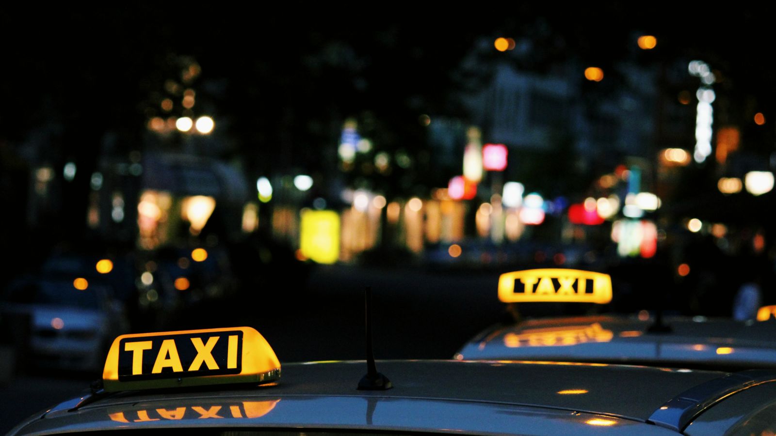 The roof of taxis at night