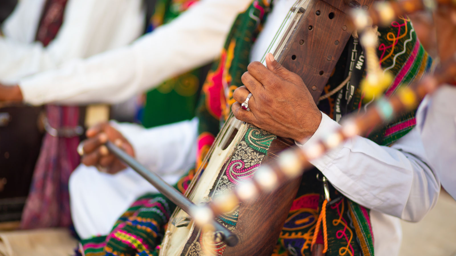 Local musicians performing at Manvar Resort and Desert Camp