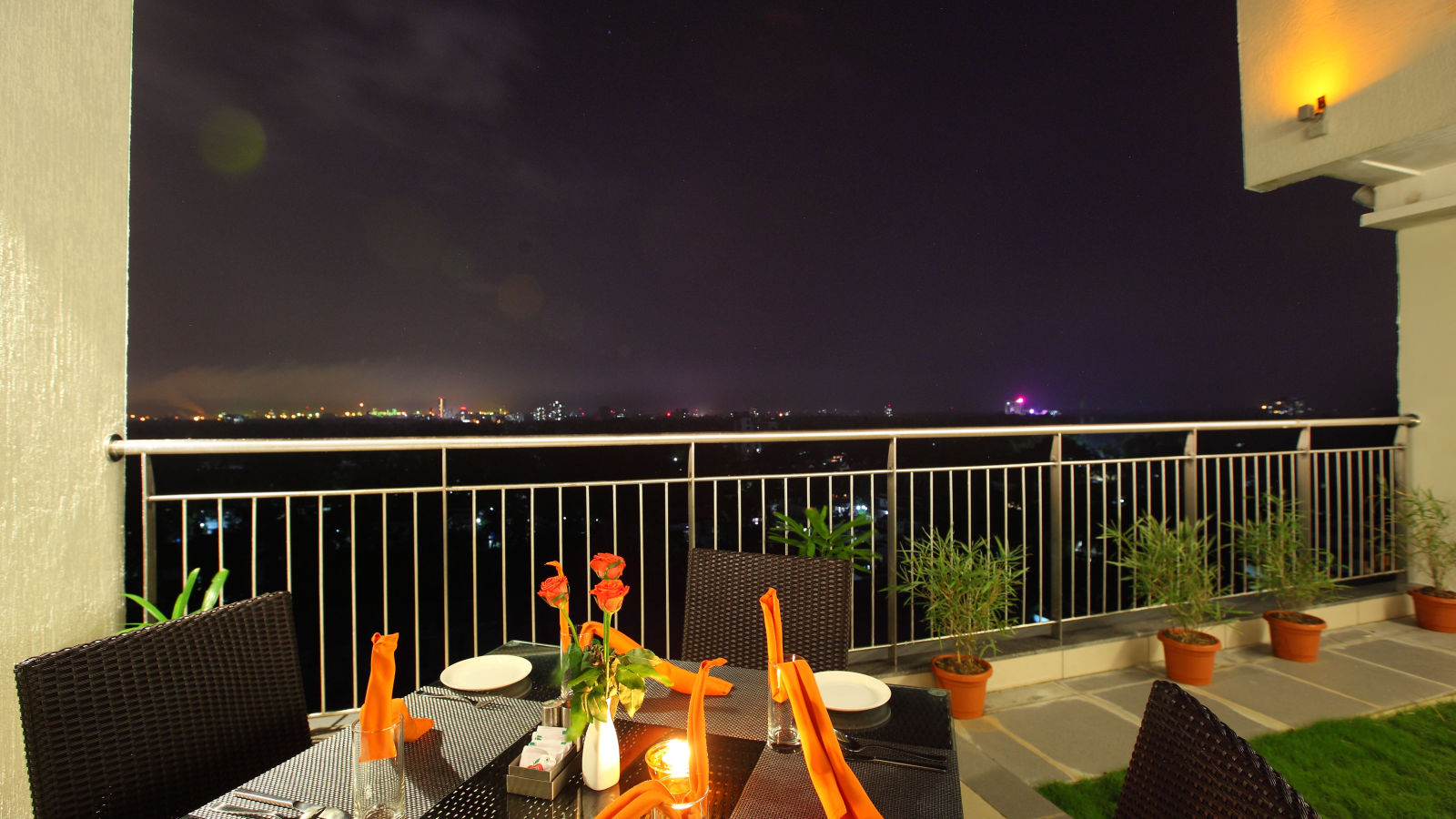 Seating arrangement inside the Terrace Garden - Starlit Suites, Kochi