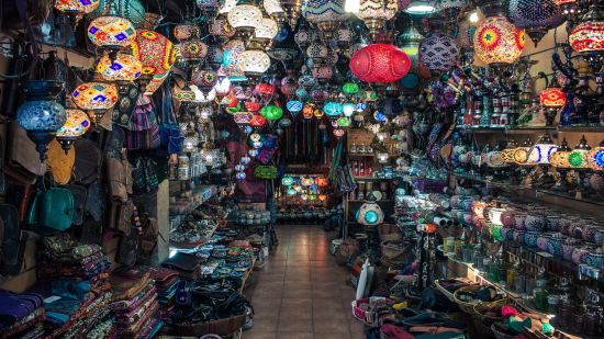 colourful lanterns in market