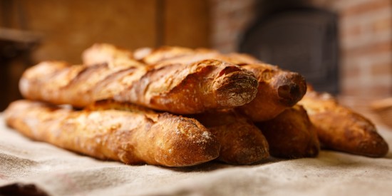 Baguettes stacked on top of each other