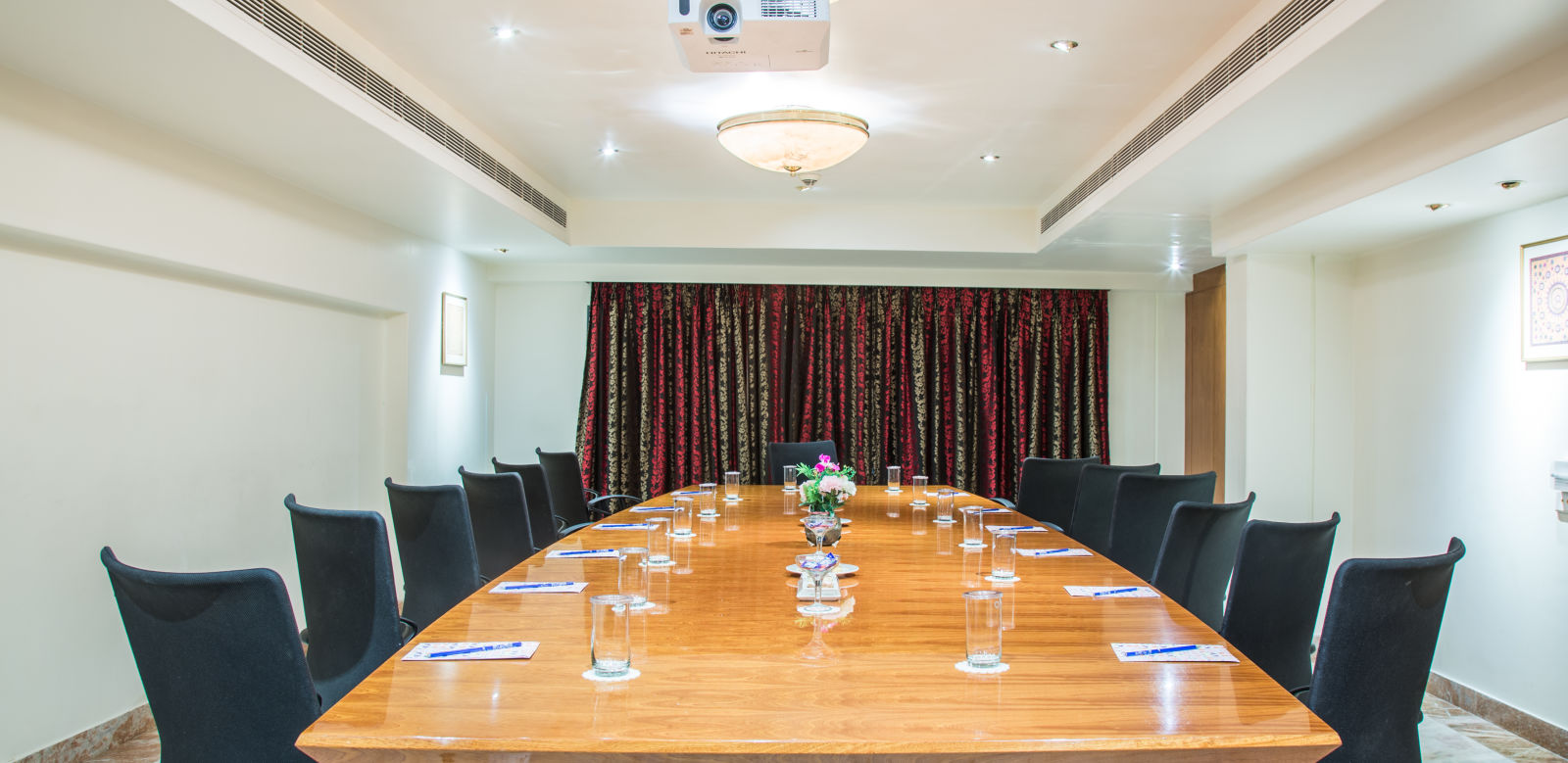 Well lit boardroom at SItara Luxury Hotel